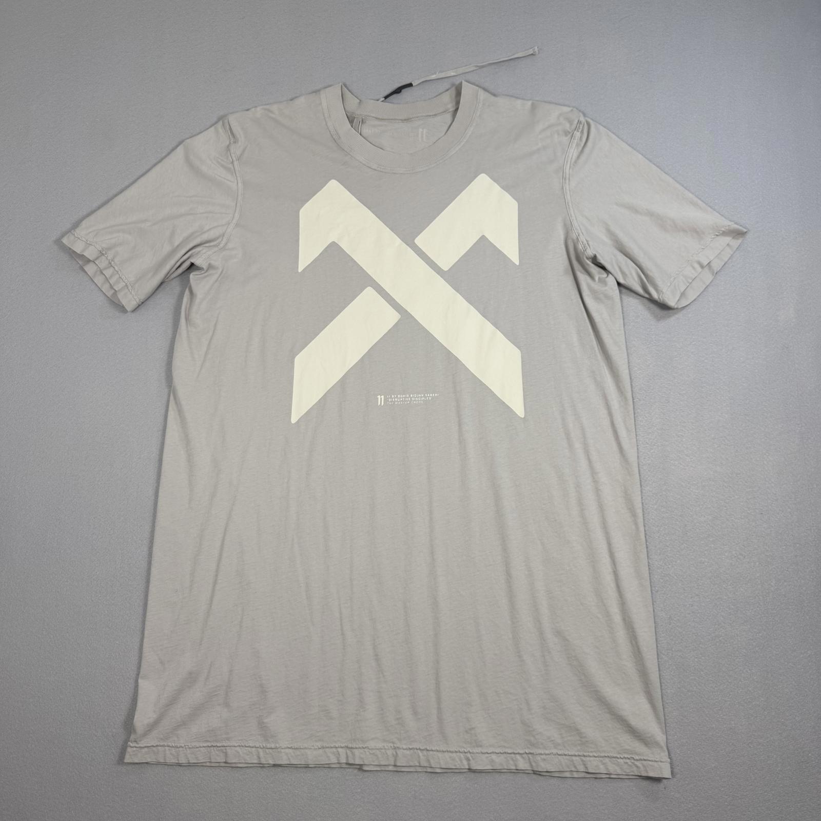 11 By Boris Bidjan Saberi Mens Gray "Disruptive Disciples" Mastercross Tee Large